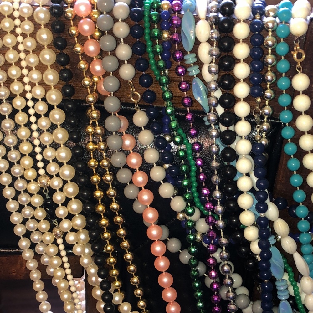 Mixed Bead Necklace Set in Pearl, Gold, Pink, Black, Teal, Navy